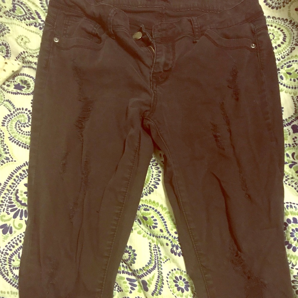 Rue 21 Black Jeans with fun small “rips” in style